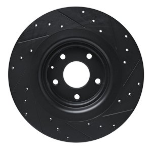 Mazda CX-9 Brake Rotor (1) - Rear Left - R1 Concepts - Drilled & Slotted - Black - `16-`23